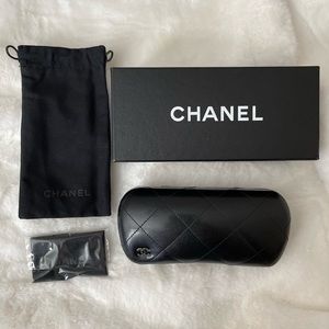 Authentic Chanel Black Quilted Sunglasses Case